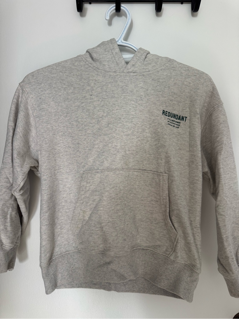 Zara Light Heather Gray Hoodie with Subtle Chest Print